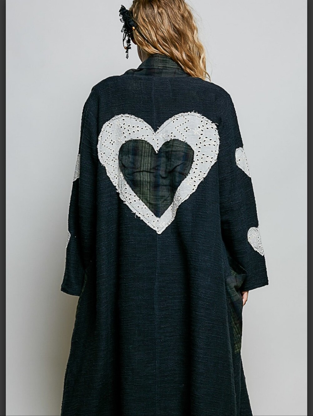 #1908 POL Heart & Soul Plaid Patchwork Duster – Midnight Forest - Picture 5 of 8